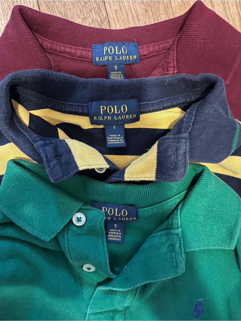 RalphLauren Polo shirts bundle Boys size 5 Green, Maroon, Blue Yellow stripes - Picture 2 of 2